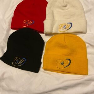 Kids Beanie Hat Set - Red, White, Black, Yellow